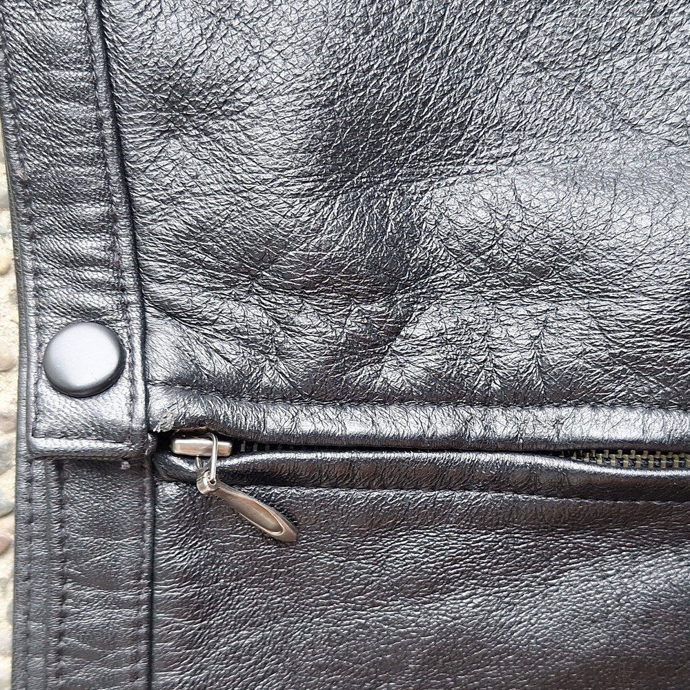 Vintage Pelle Studio x Wilsons Leather Black Leather Mini Skirt 10 Dark Academia - Picture 8 of 9
